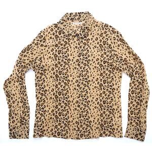 Reformation Leopard Print Long Sleeve Blouse Women's Medium
